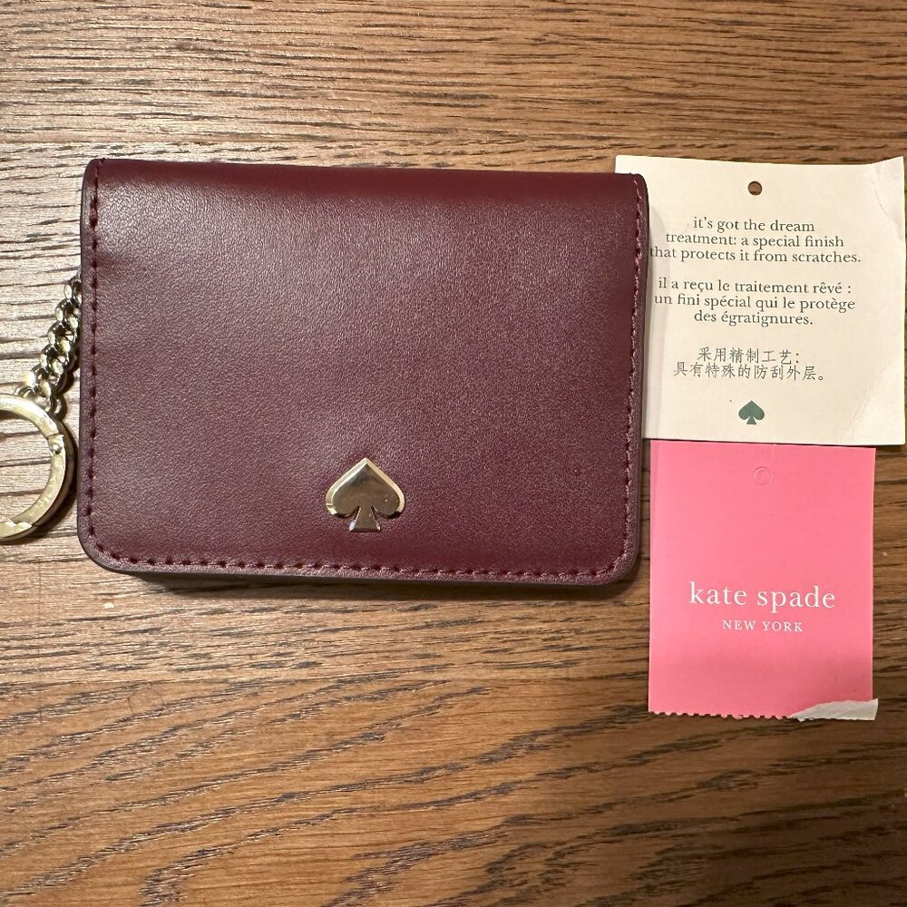 New Kate Spade Keychain Wallet - Maroon